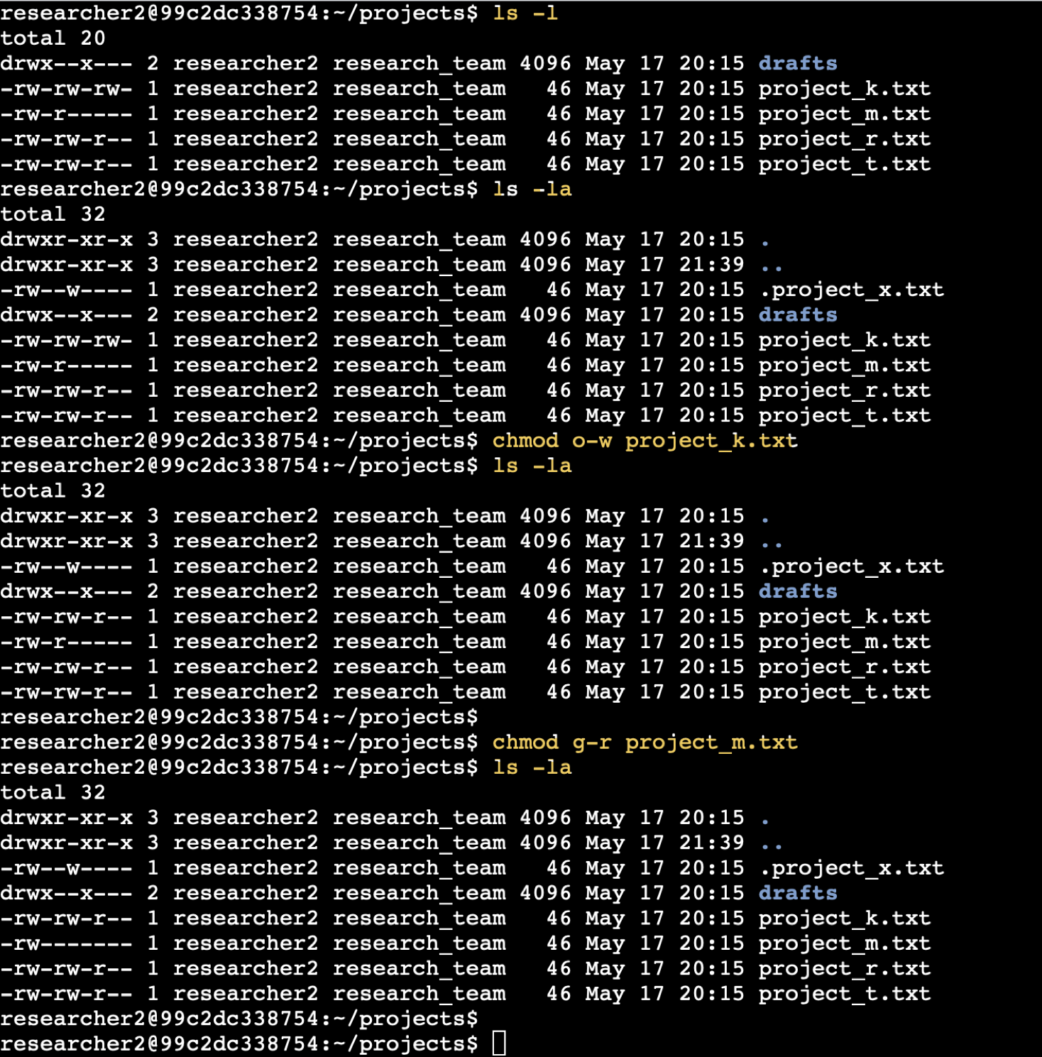 Permissions Output