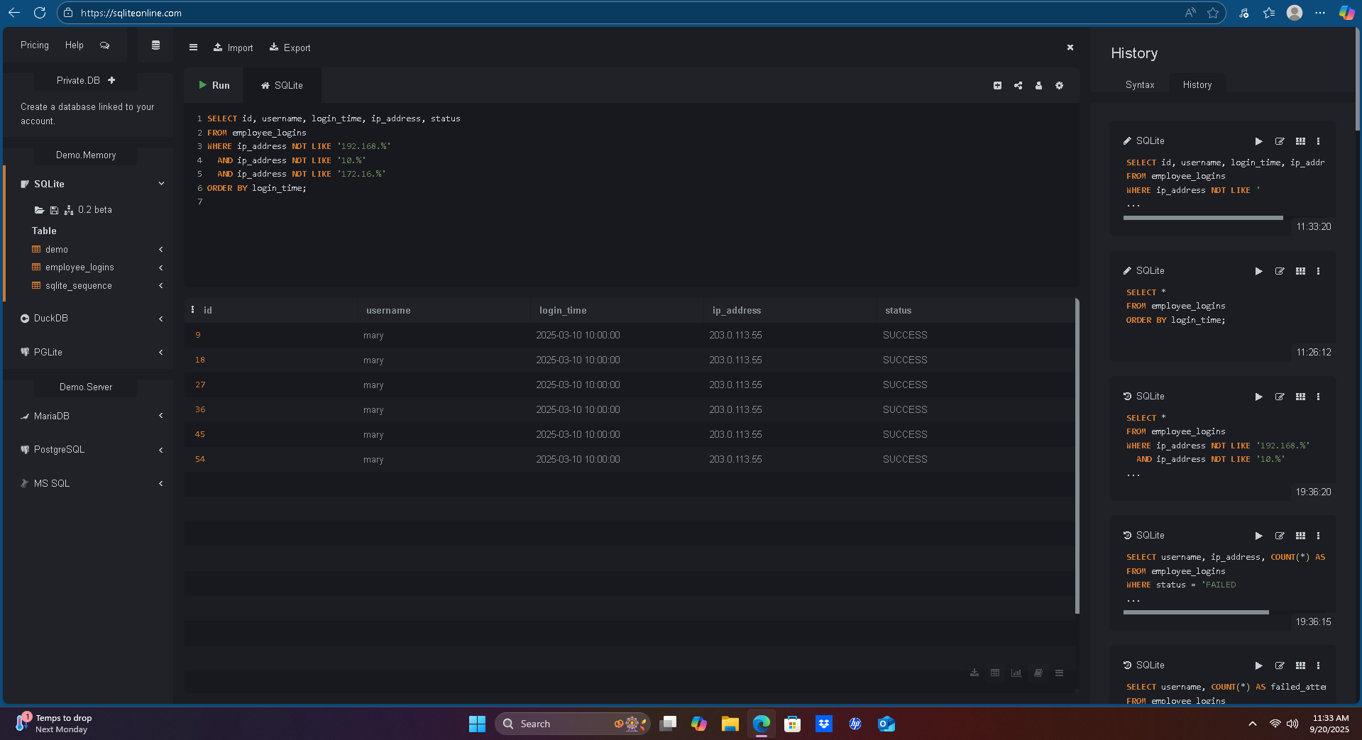 Screenshot 2 – External logins