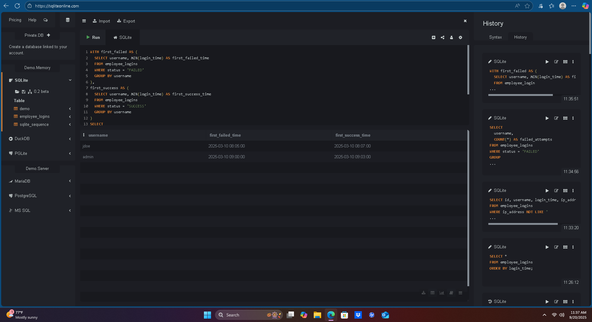 Screenshot 4 – Failed attempts per IP
