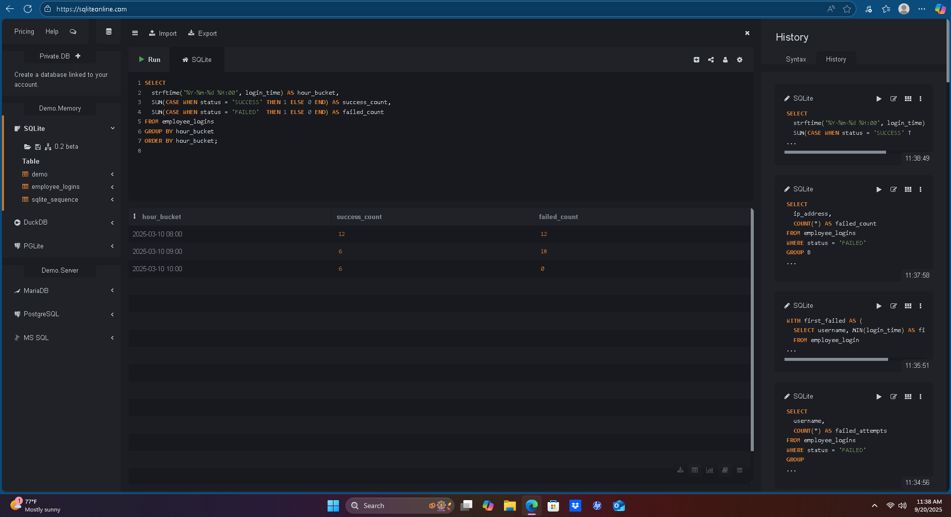 Screenshot 6 – Failed attempts per user